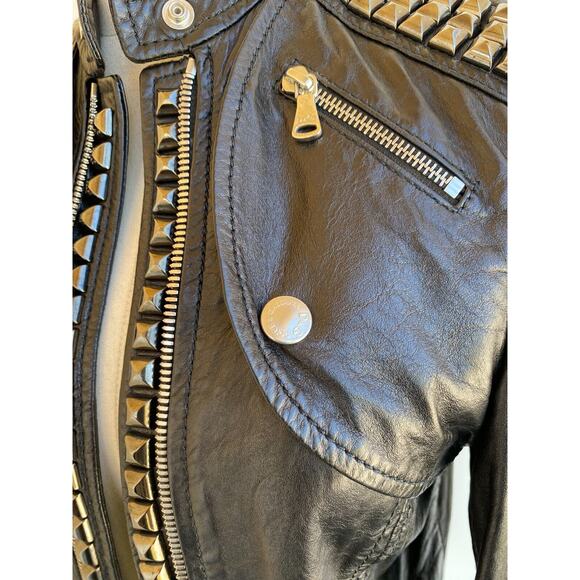 Dolce & Gabbana Studded Lamb Leather Biker Jacket Vintage Size 46, US 10 - Picture 4 of 11